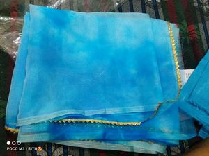 Organza Tie Die Blue Printed Saare
