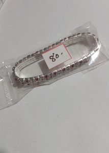 Stone Fitted Bracelet. Silver Color