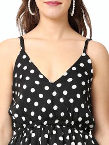 Crepe Polka Printed Short Dress