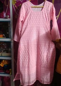 Pink Embroidered chikankari Kurta