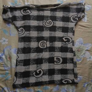 G Checkered Print Top