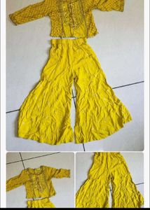 Girls' Yellow Top & Palazzo Set