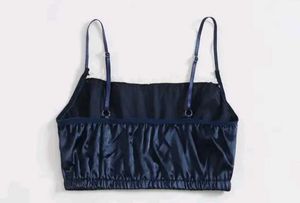 Sexy Navy Blue Satin Lace Crop Top/ Cami top