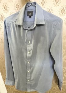 H&amp;M oversized light blue iron shirt