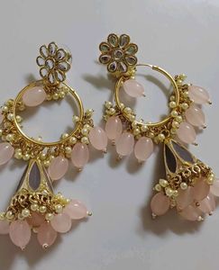 Global Desi Rose Quartz Jhumka Earrings
