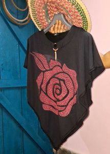 Black Poncho Cape Top