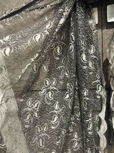 Sheer Lace Silver Dupatta