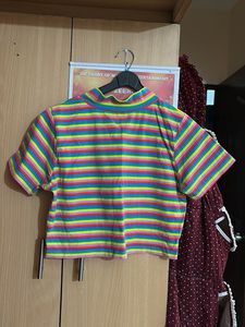 colourful striped crop top