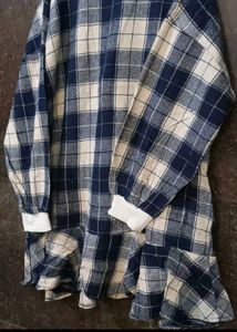 Blue Plaid Ruffle Mini Dress