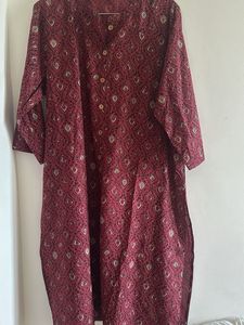 Maroon Print Kurti Tunic