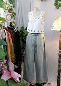 Forever 21 White Eyelet Crop Top