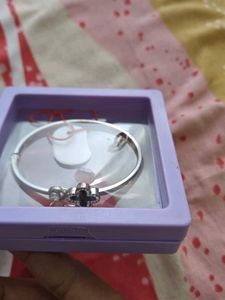 Silver Braslate with Purple Stone