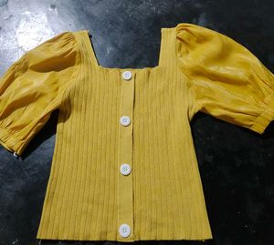 Yellow Puff Sleeve Top