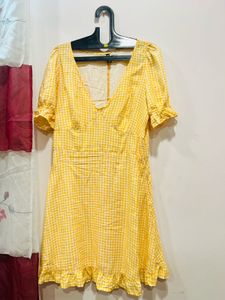 H&amp;M Yellow Gingham Dress