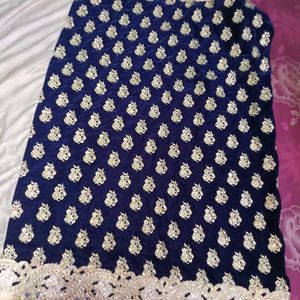 Elegant Blue Velvet Dress Material