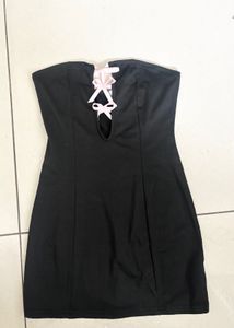 Black Bow Hollow Tube Dress