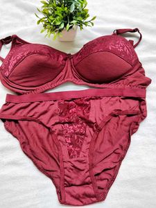 Maroon Bra &amp; Panty Set