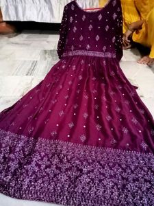 Beautiful Heavy Mirror Work Nayera Cut Kirti With Dupatta &amp; Belt