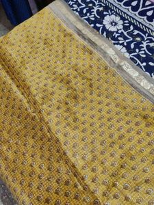 mustard golden saree