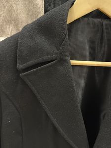 Women&#39;s Black Wool Long Coat