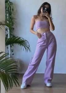Lavender Straight Fit Denim Pants