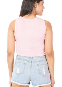 Zara Solid Asymmetrical Crop Top Casual