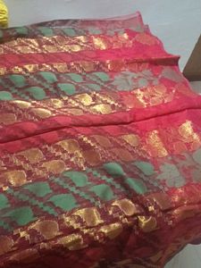 Maroon Saree With Stiched Blouse