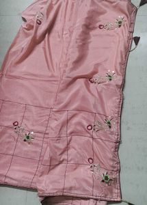 Beautiful Dark Peach Saree With Contrast Blouse