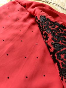 Red Embellished Saree
