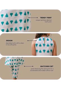 💚 Floral Fiesta: Halter Neck Kurti &amp; Pant Set (Si