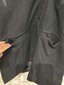 Black Fur Blazer With Hoodie