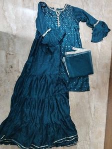 Teal Embellished Kurta