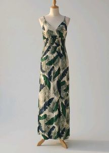 Leaf Print Maxi Dress