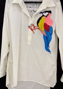 Bird Applique White Shirt