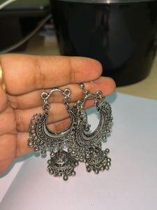 Silver Jhumka Earrings