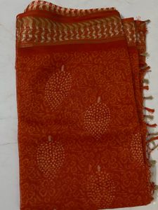 Orange  Printed Saree