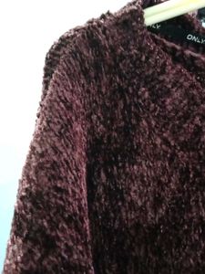 Burgundy Cropped Knit Sweater