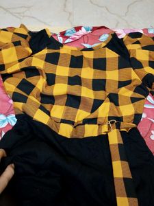 Yellow checked jumpsuit