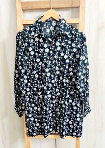 Black Floral Button-Down Shirt Size-36-M
