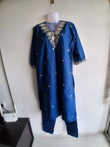 Elegant Blue Embroidered Kurta Set with dupatta