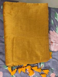 Mustard Colour Solid Saree