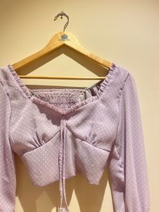 Lilac Polka Dot Crop Top