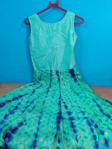 Blue & Green Tie-Dye Dress