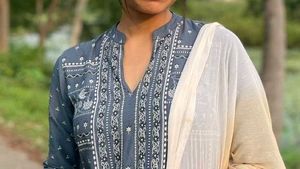 Juniper Blue And Off-white Kurta
