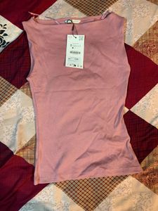 Zara Pink Ribbed Tank Top - Size Small