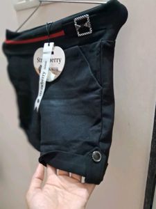 Strawberry Denim Black Shorts