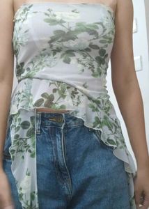 Mesh Top With Ruffles