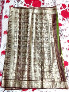 Brown & Green South Silk Saree For Women