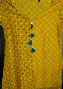 Yellow Printed Kurta
