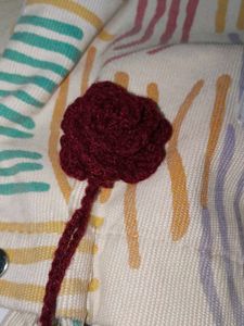 HANDMADE BAG CHARM Burgundy Crochet Rose